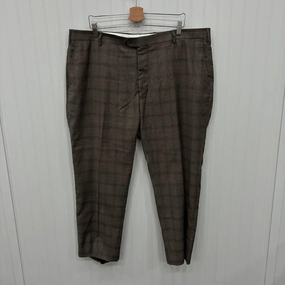 Jos. A. Bank Reserve 48R - W43 x L30 Brown Glen Check  Wool 2-Piece Suit
